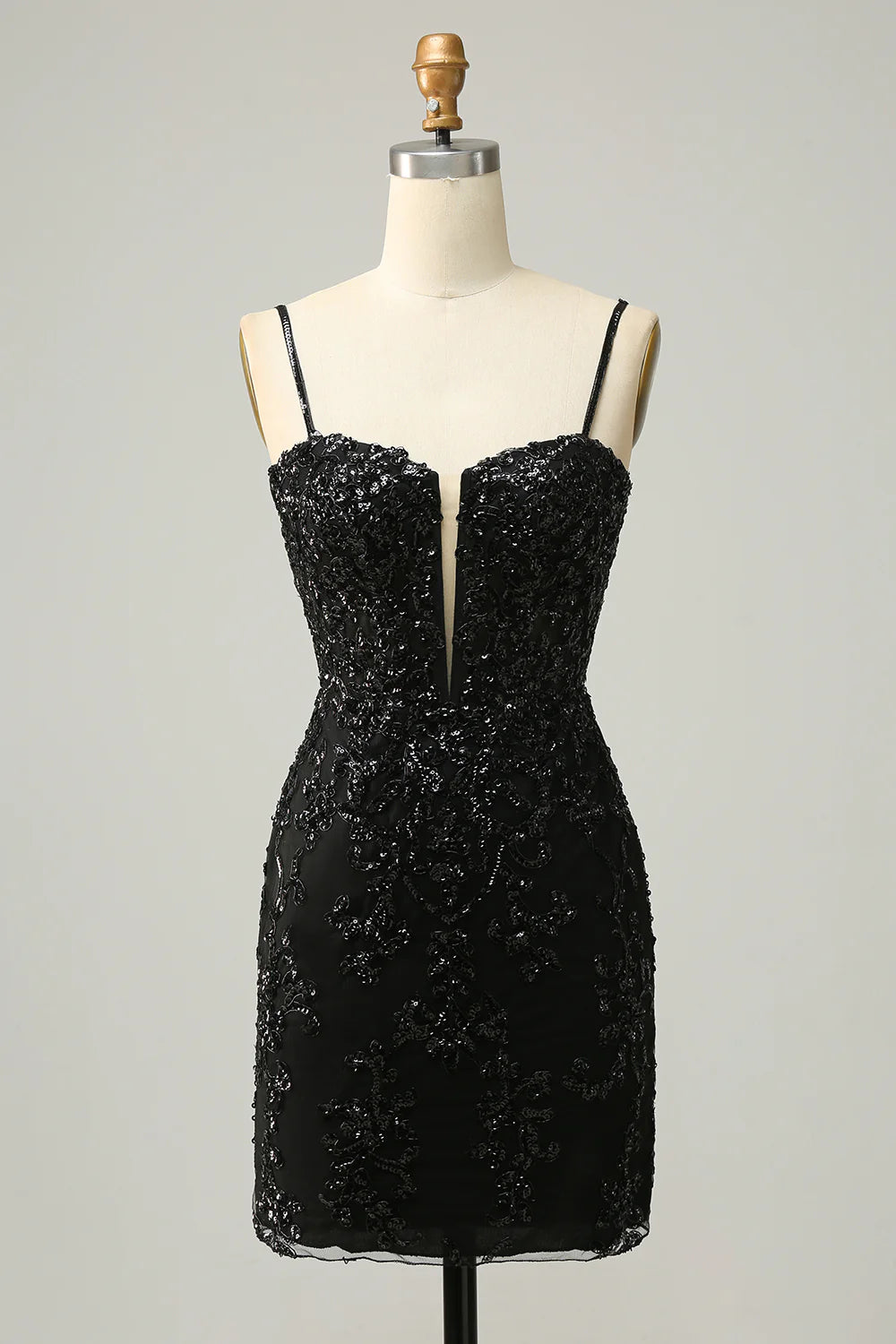 Synthetic dresses for budget-friendly optionsSheath Black Sequins Homecoming Dress With Criss Cross Back