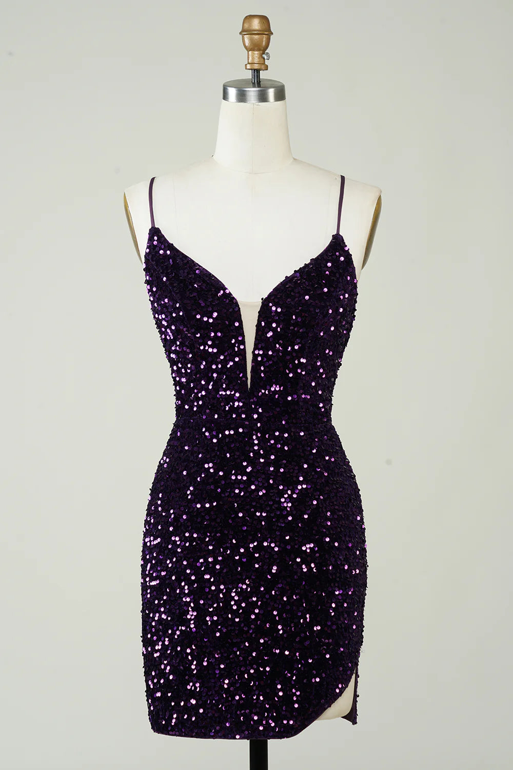 Motherhood dresses for pregnant womenSequins Backless Tight V-Neck Homecoming Dress With Slit