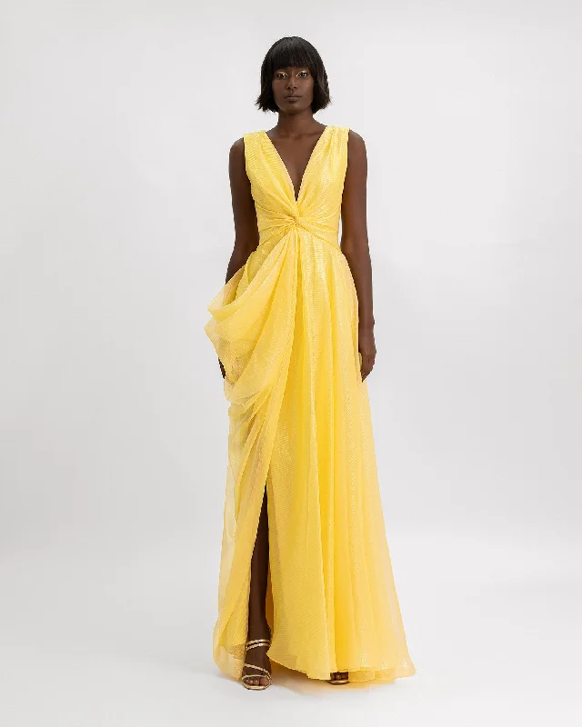 Elegant women's dressesV-Neckline Draped Dress
