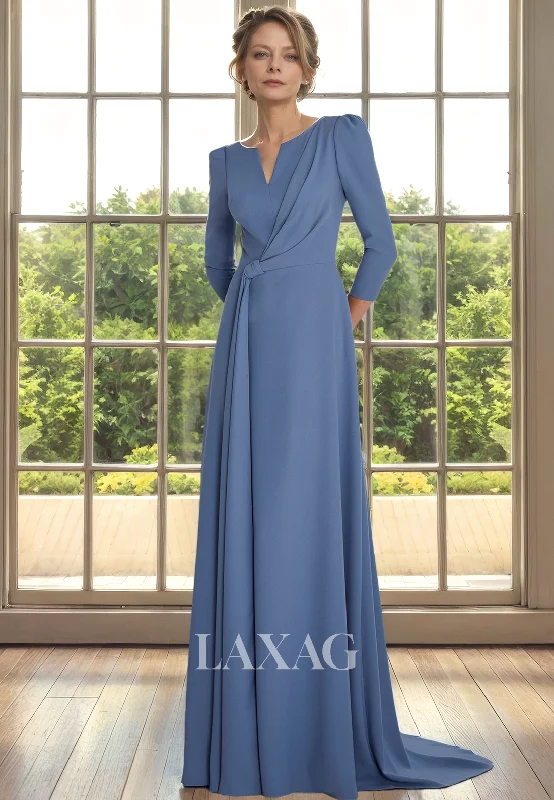 Cocktail dresses for womenA-Line V-Neck Quarter Sleeves Sleek Satin Mother of the Bride Dress with Train Cocktail dresses for womenA-Line V-Neck Quarter Sleeves Sleek Satin Mother of the Bride Dress with Train