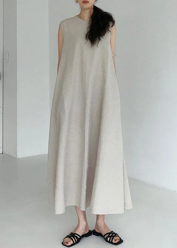 Spaghetti strap dresses for womenStylish Beige Zip Up Patchwork Cotton Long Dress Sleeveless Spaghetti strap dresses for womenStylish Beige Zip Up Patchwork Cotton Long Dress Sleeveless