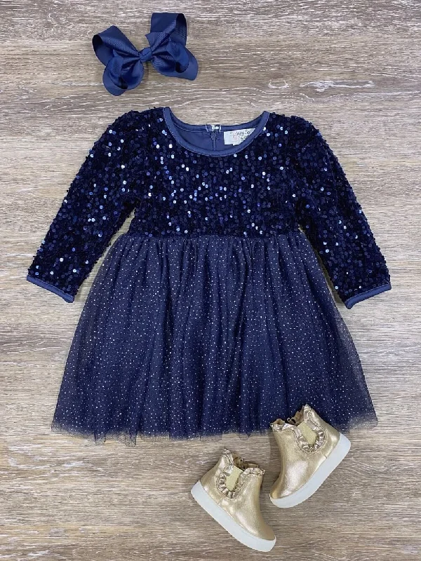 Motherhood dresses for pregnant womenMidnight Blue Sequin Velvet & Chiffon Girls Special Occasion Tutu Dress